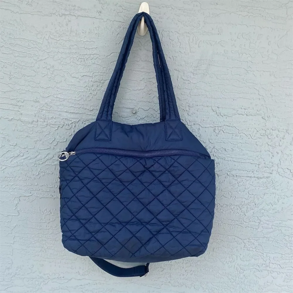 Michael Kors Roberts Large Navy Quilted Gym Tote Bag Double Handles